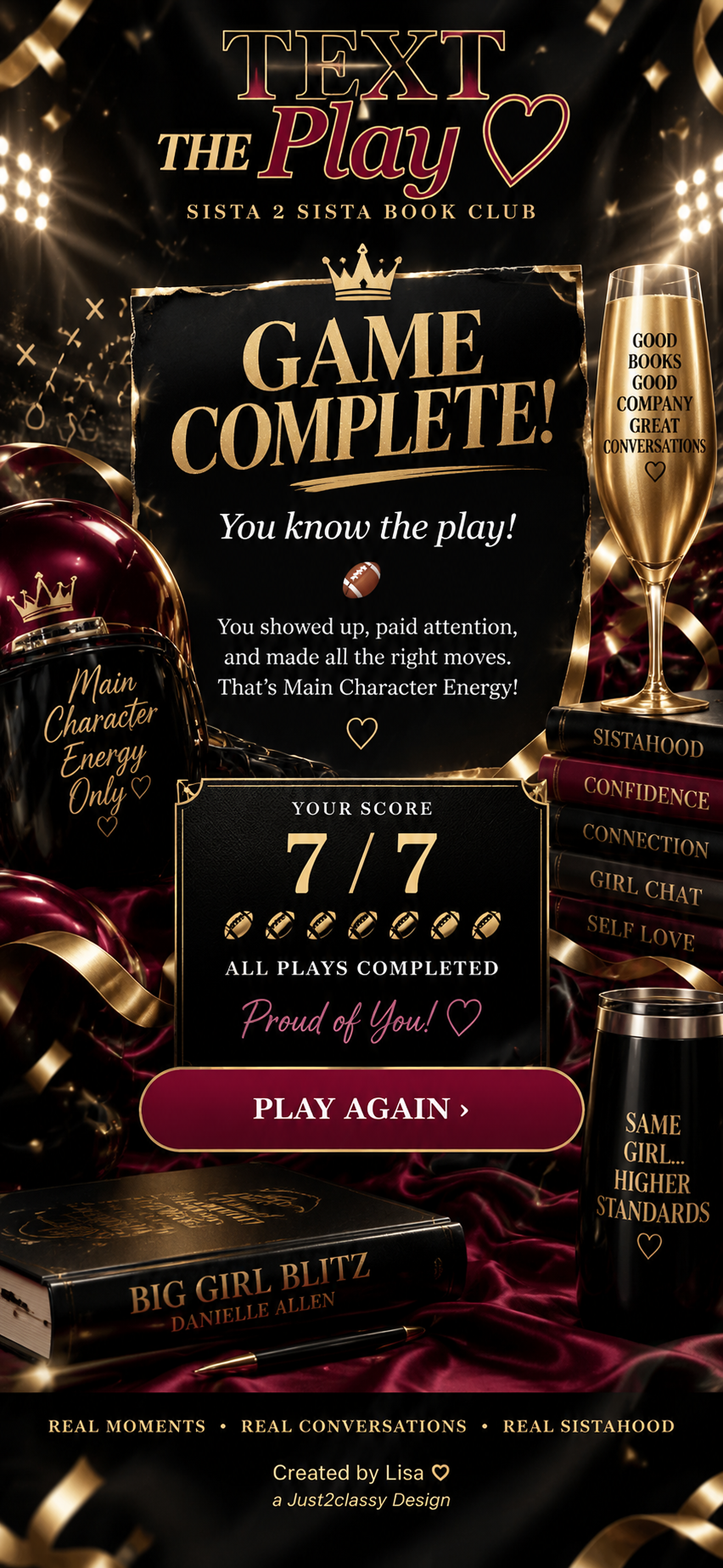 TEXT THE PLAY glamorous Game Complete celebration